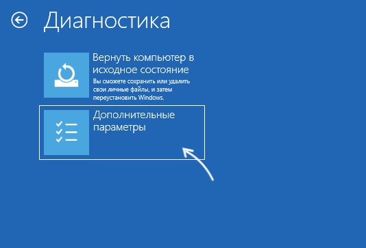 Дополнительные параметры в разделе Диагностика
