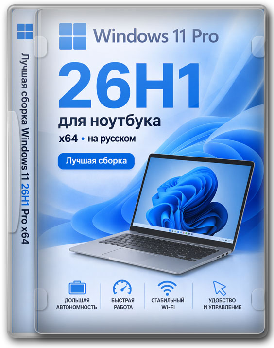 Лучшая сборка Windows 11 26H1 Pro x64 для ноутбука на русском