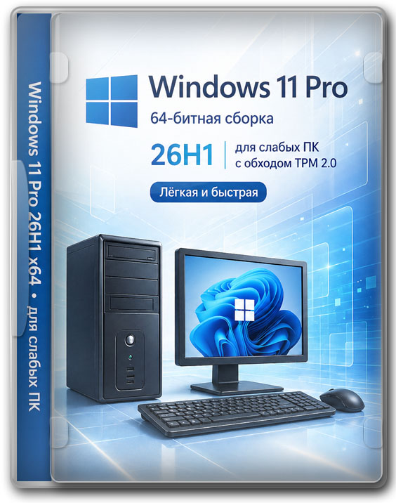 Виндовс 11 Pro 64 битная сборка 26H1 для слабых ПК с обходом TPM 2.0
