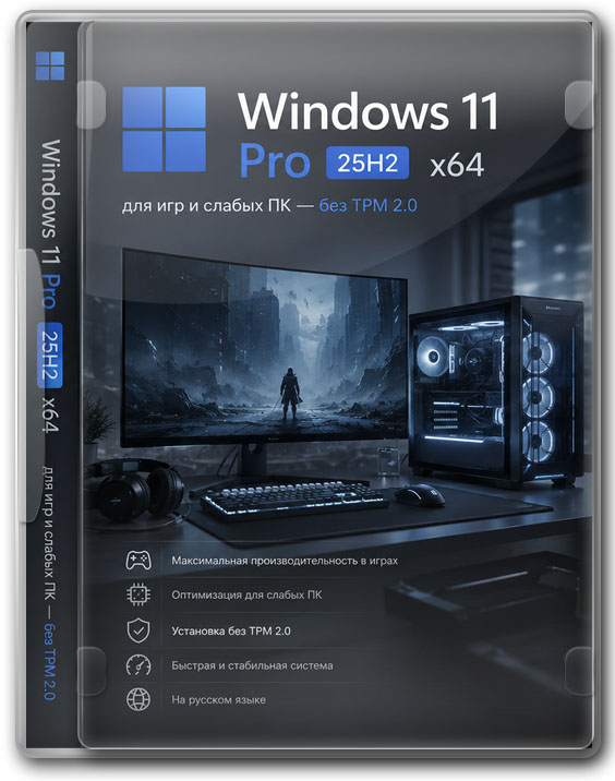 Виндовс 11 Pro 25H2 x64 для игр и слабых ПК — без TPM 2.0 на русском
