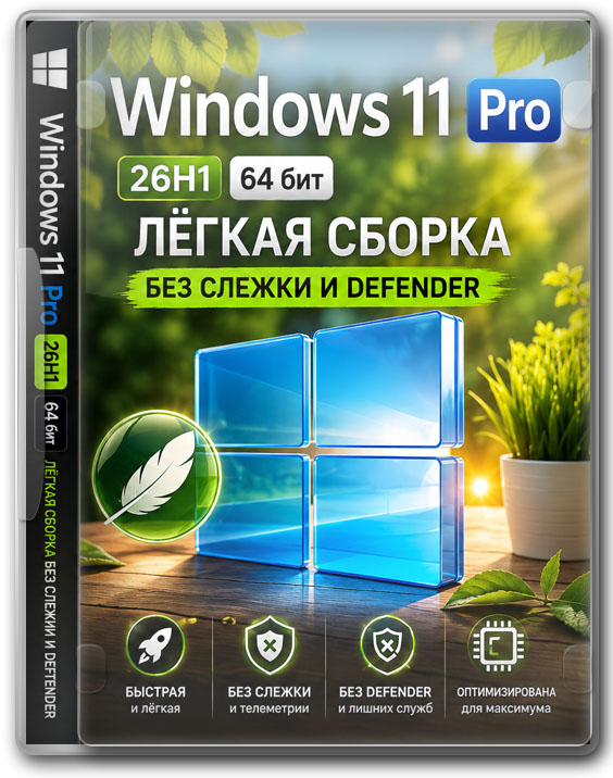 Виндовс 11 Pro 26H1 64 бит лёгкая сборка без слежки и Defender