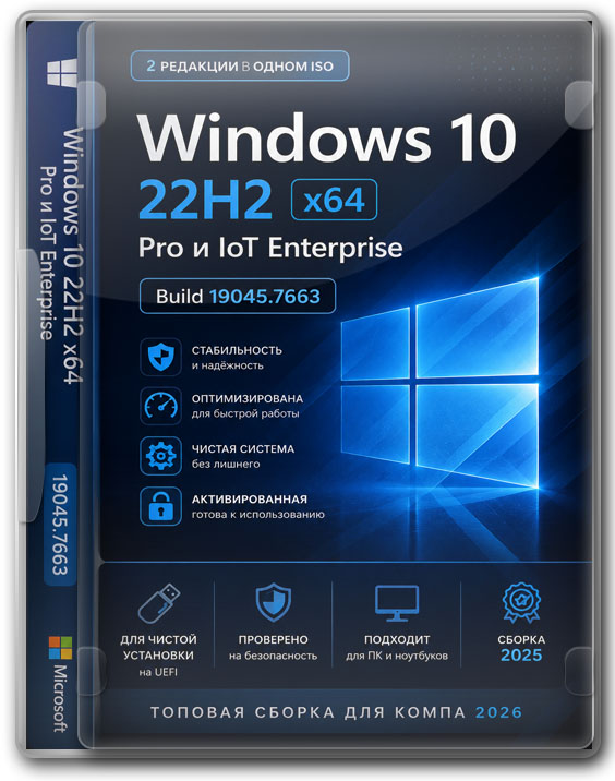 Windows 10 22H2 x64 Pro и IoT Enterprise в одном ISO — build 19045.7663