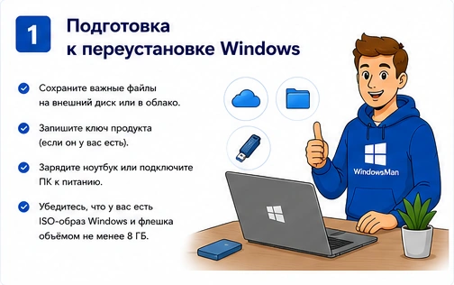 Подготовка к переустановке Windows