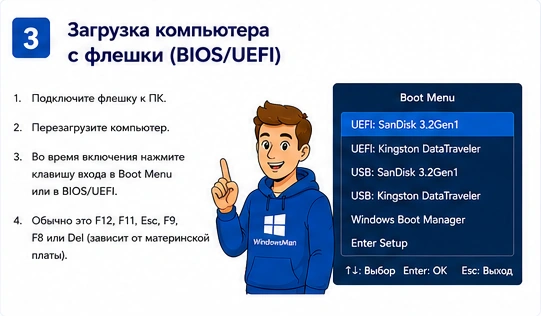 Выбор флешки в Boot Menu