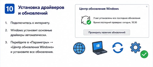 Установка обновлений и драйверов Windows